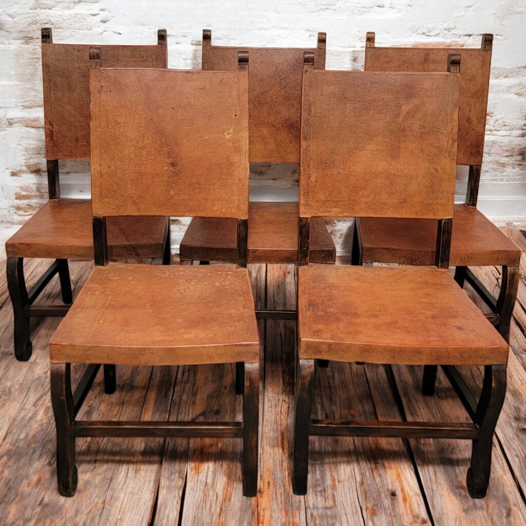 6132-6136 Rustic Mexican Wooden Leather Dining #Chair