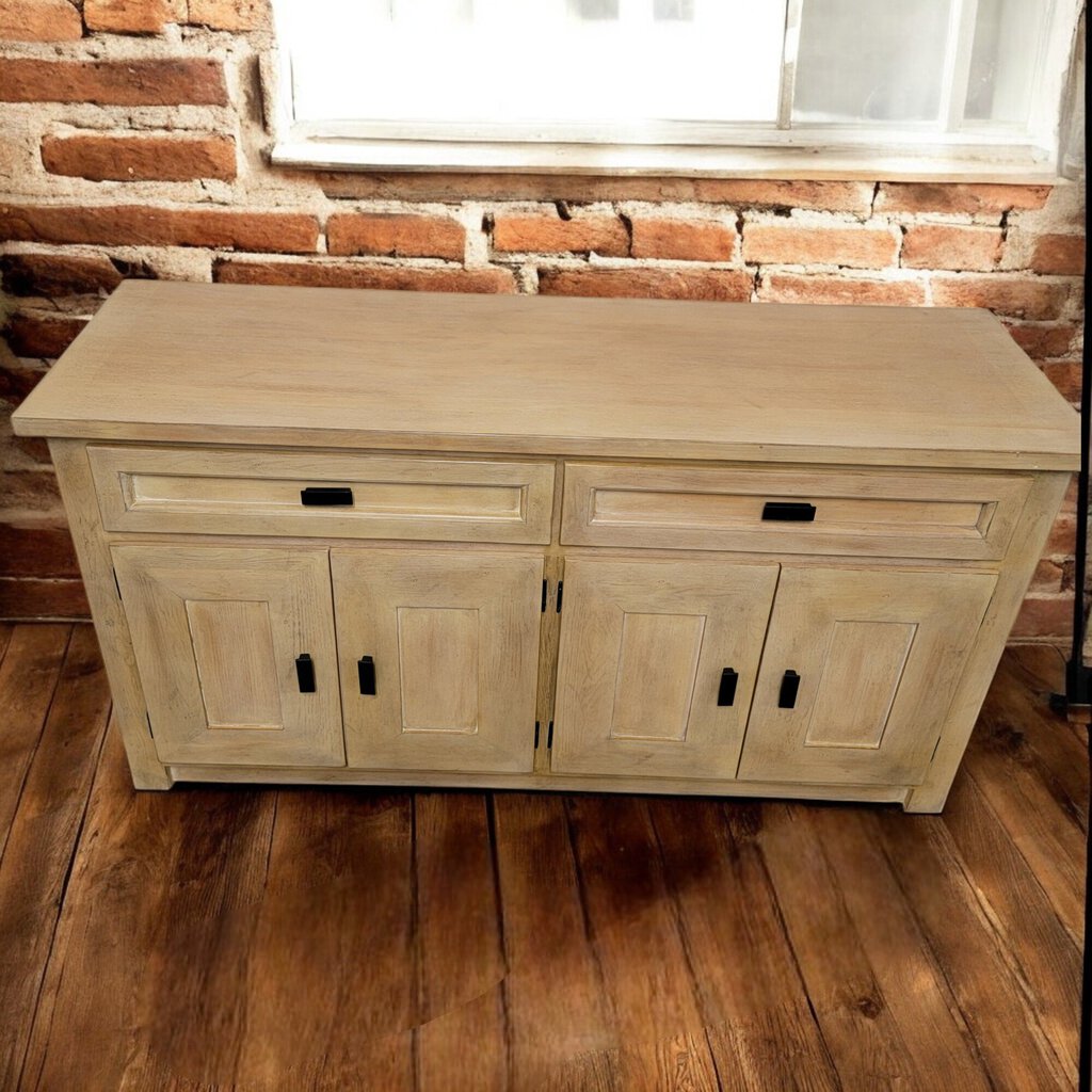 6141 Contemporary Pickled Wood Double Buffet