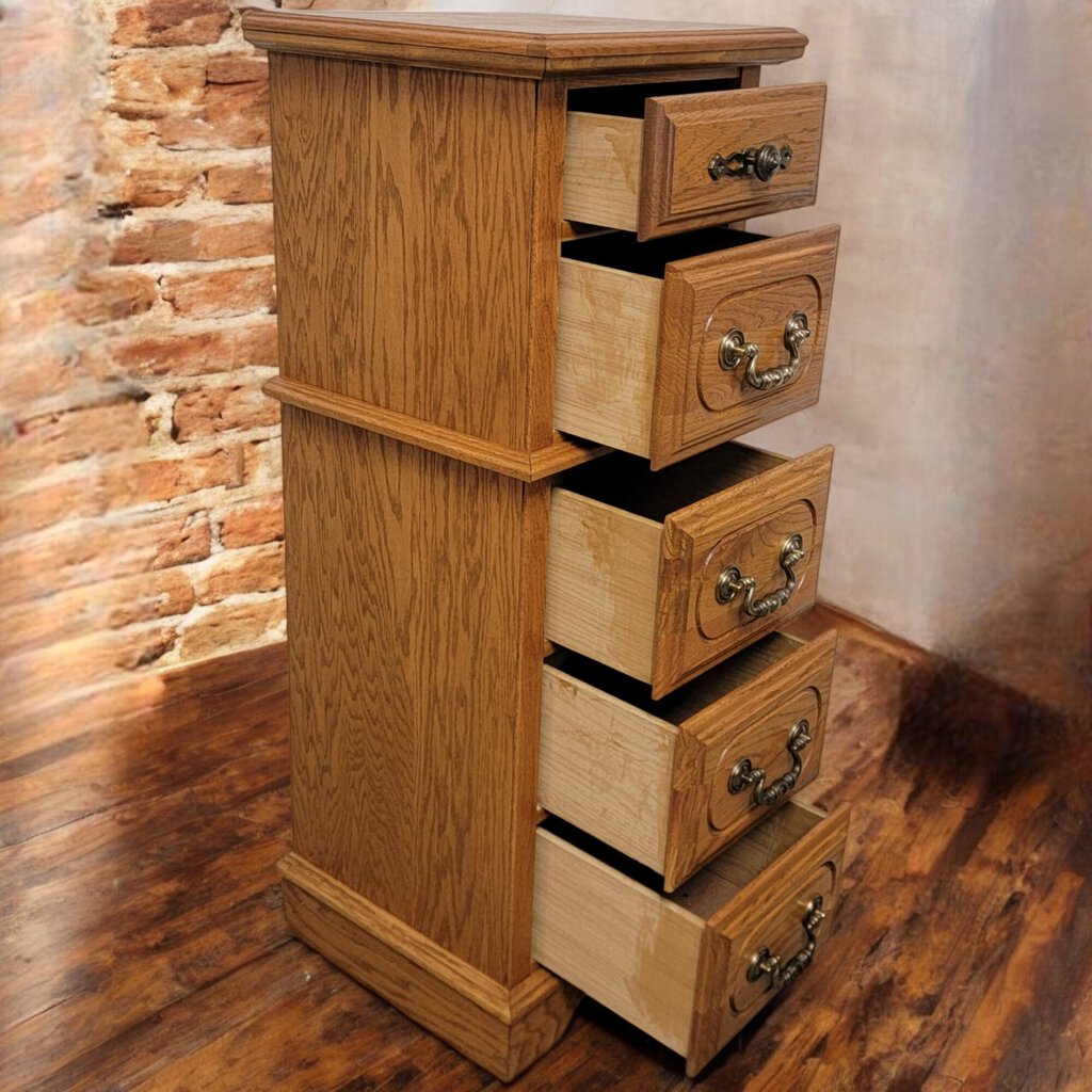 6143 Oak 5 Drawer Stacked Lingerie #Chest