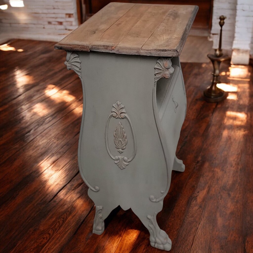 6152 Antique Shabby Gray Kitchen #Island with Storage Bin