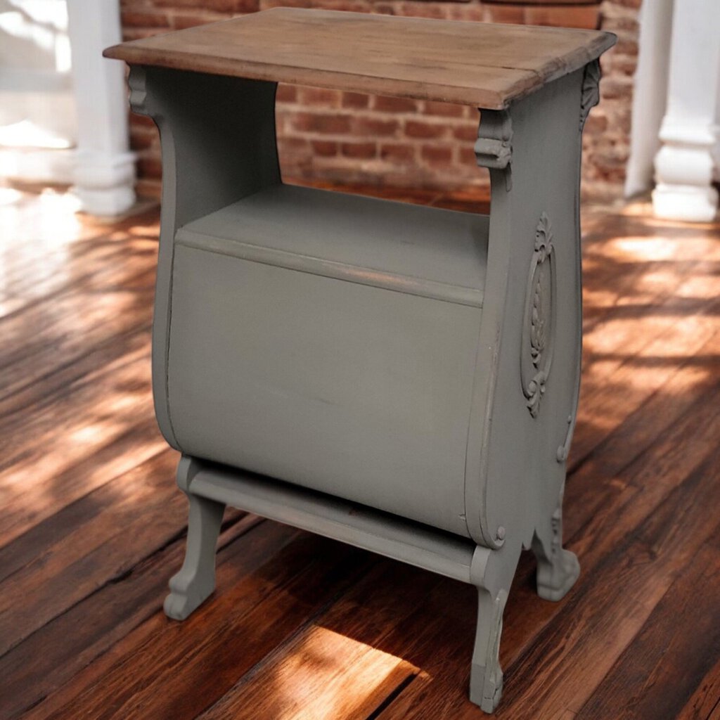 6152 Antique Shabby Gray Kitchen #Island with Storage Bin