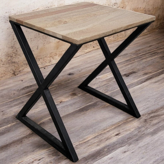 6163 Farmhouse Metal and Wood Accent Table