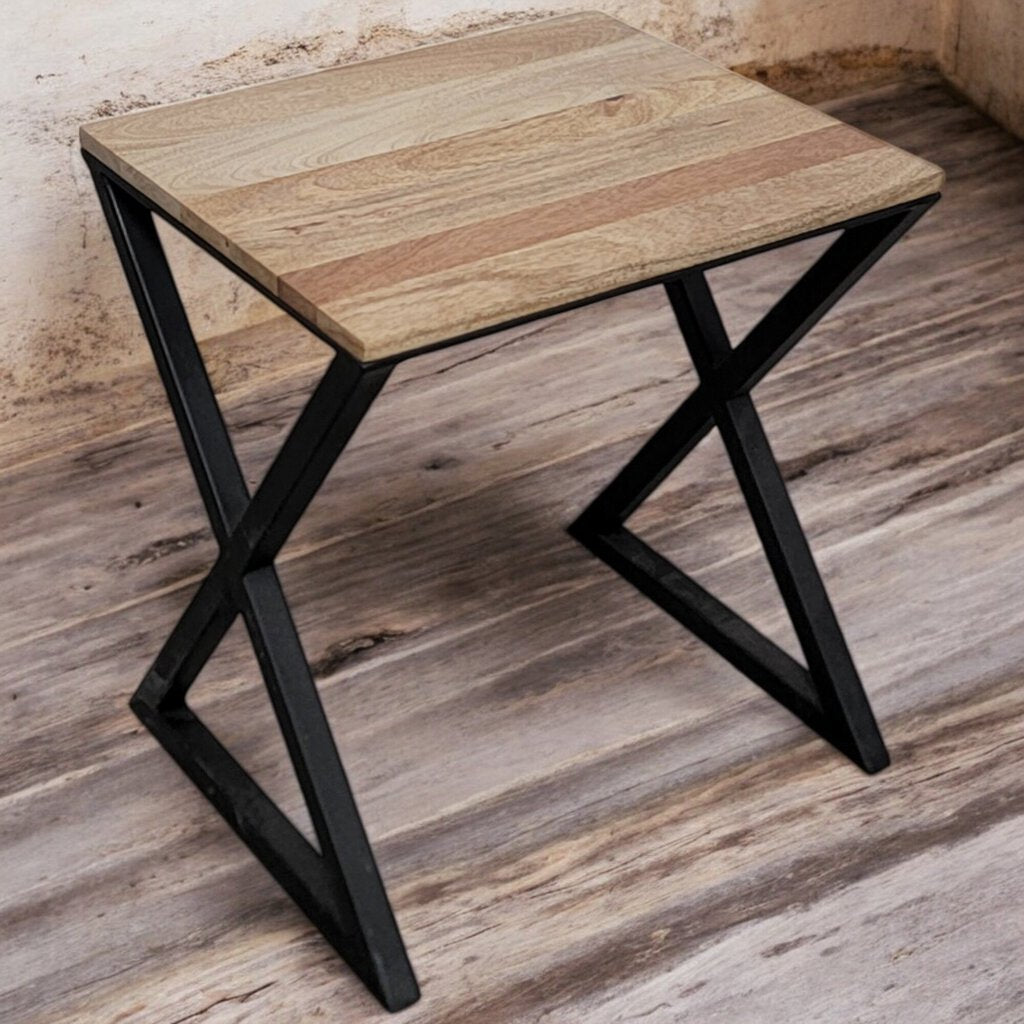 6163 Farmhouse Metal and Wood Accent Table