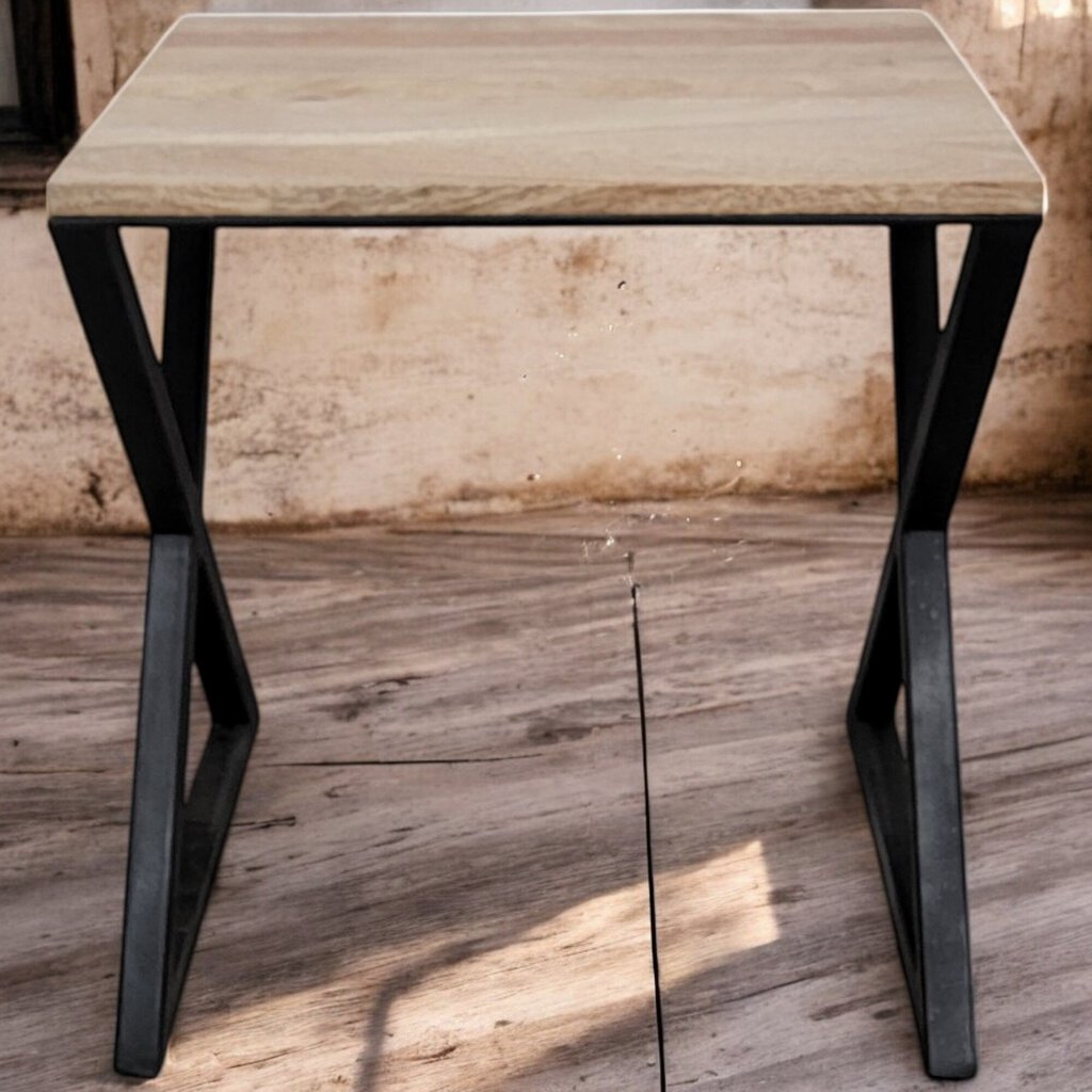 6163 Farmhouse Metal and Wood Accent Table