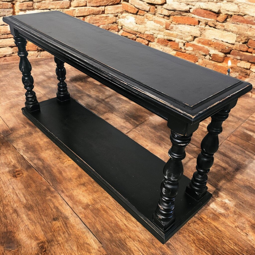 6198 Shabby Black 2 Tier #Console