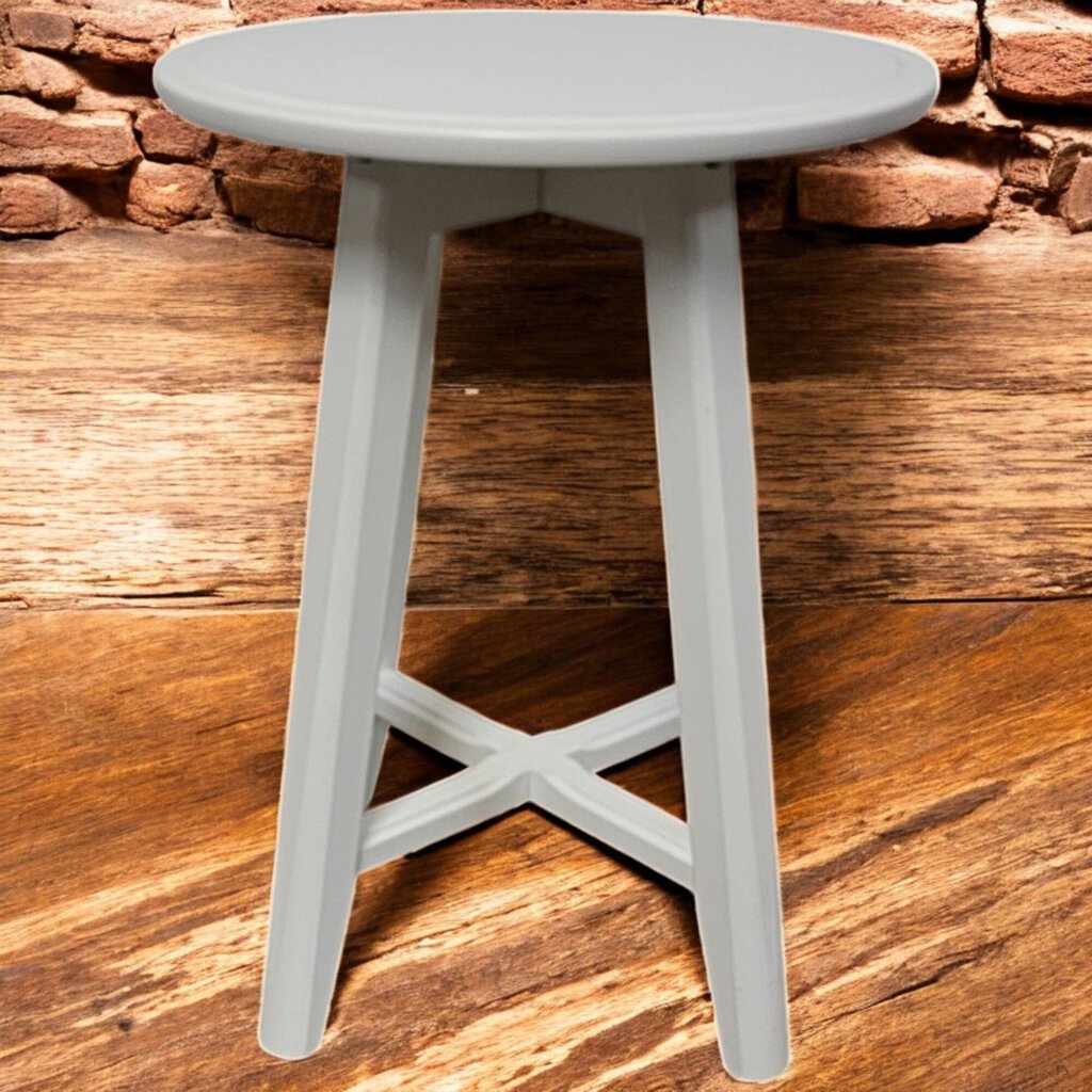 6205 Small Round White Accent Table