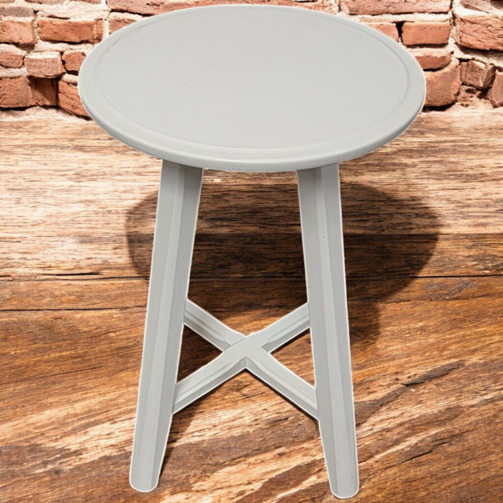 6205 Small Round White Accent Table