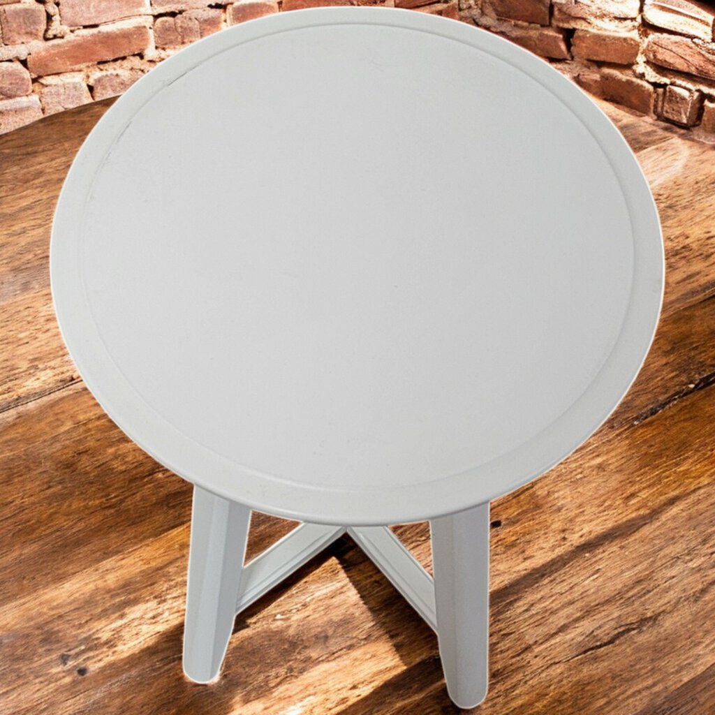 6205 Small Round White Accent Table