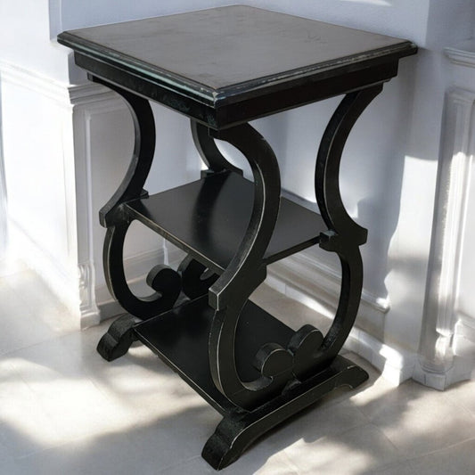 6208 Shabby Black Ornate Side #Table