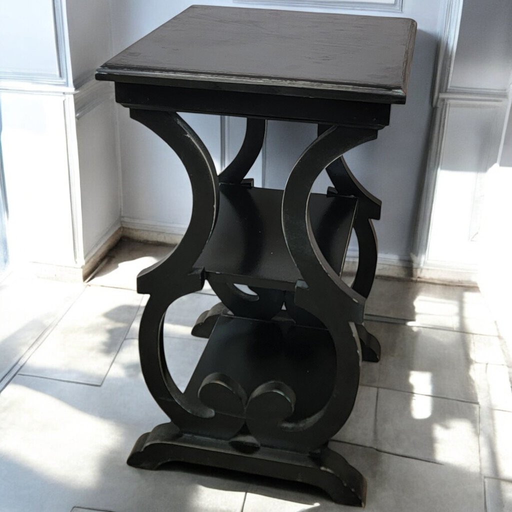 6208 Shabby Black Ornate Side #Table