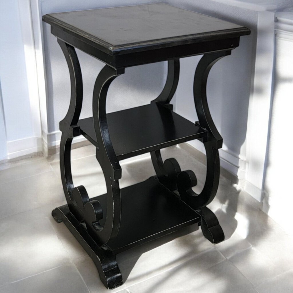 6208 Shabby Black Ornate Side #Table