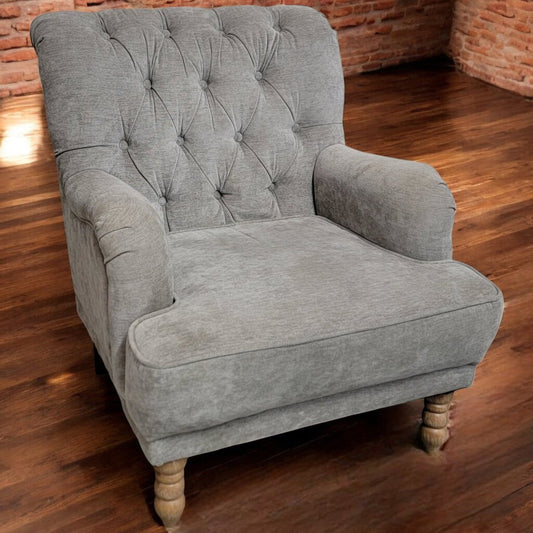 6231 Overstuffed Tufted Gray Easy Chair