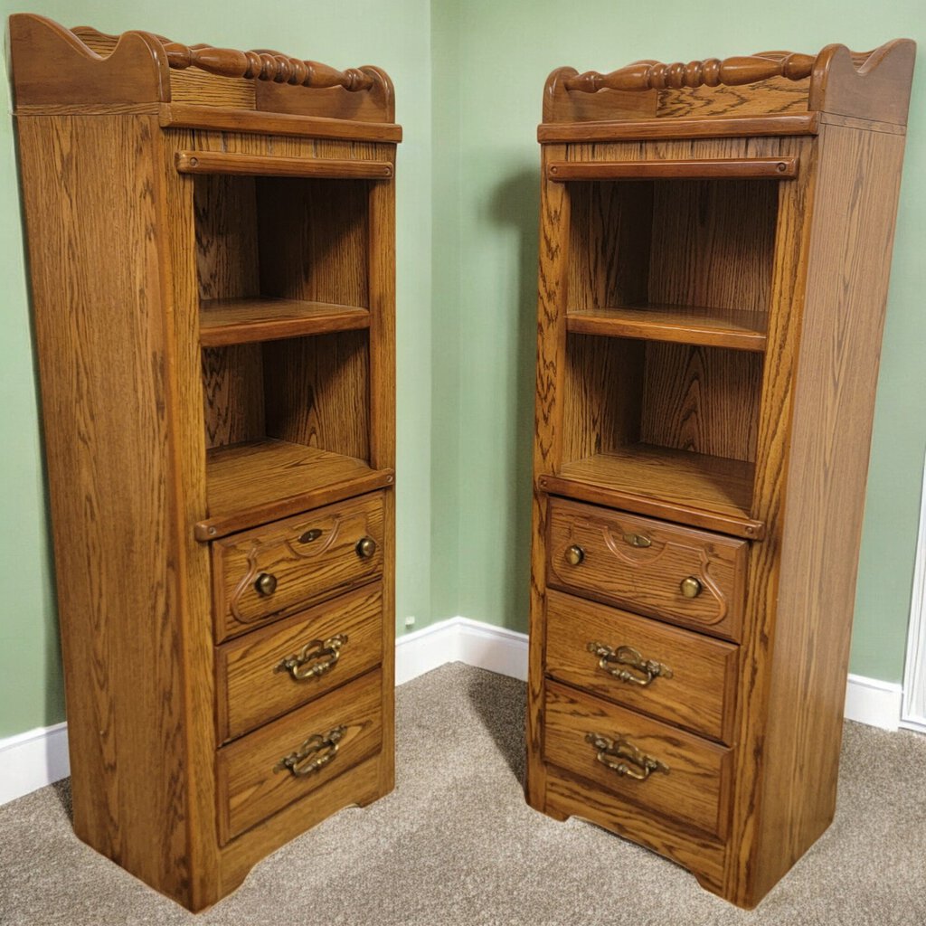 6246-6247 Vintage Country Oak #Bookcase with 3 Drawers