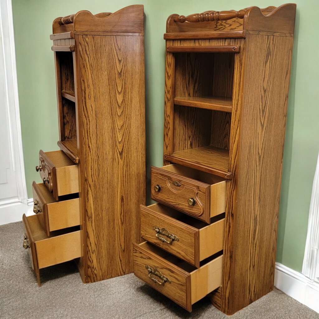 6246-6247 Vintage Country Oak #Bookcase with 3 Drawers