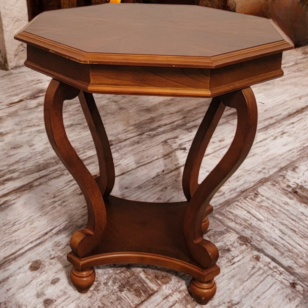 6248 Cherry Octogon 2 Tier Side #Table