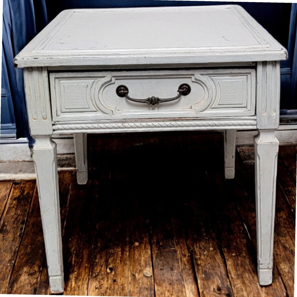 6254 Vintage Shabby White Side #Table with Drawer