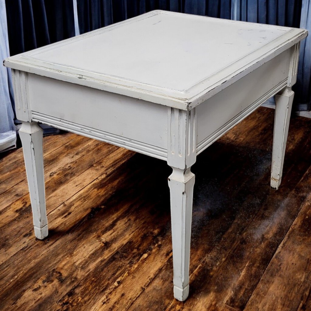 6254 Vintage Shabby White Side #Table with Drawer