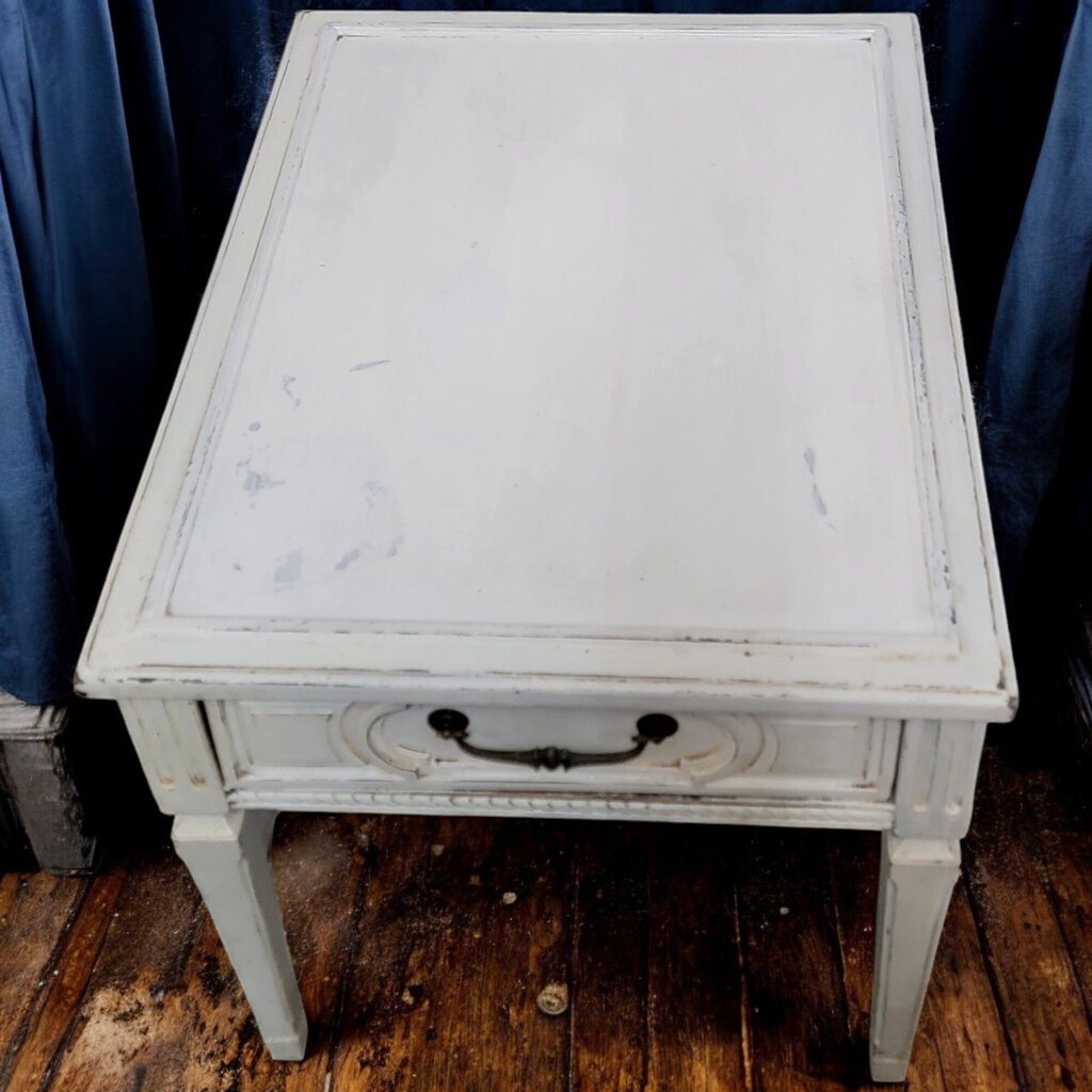 6254 Vintage Shabby White Side #Table with Drawer