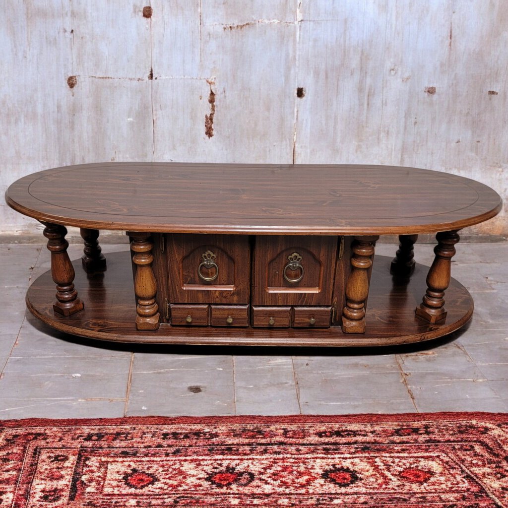 6256 Oval 2 Tier Colonial Pine #Coffee Table