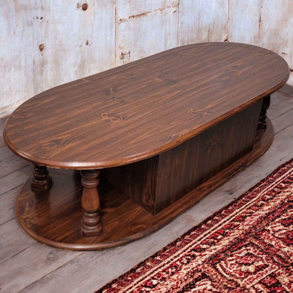 6256 Oval 2 Tier Colonial Pine #Coffee Table