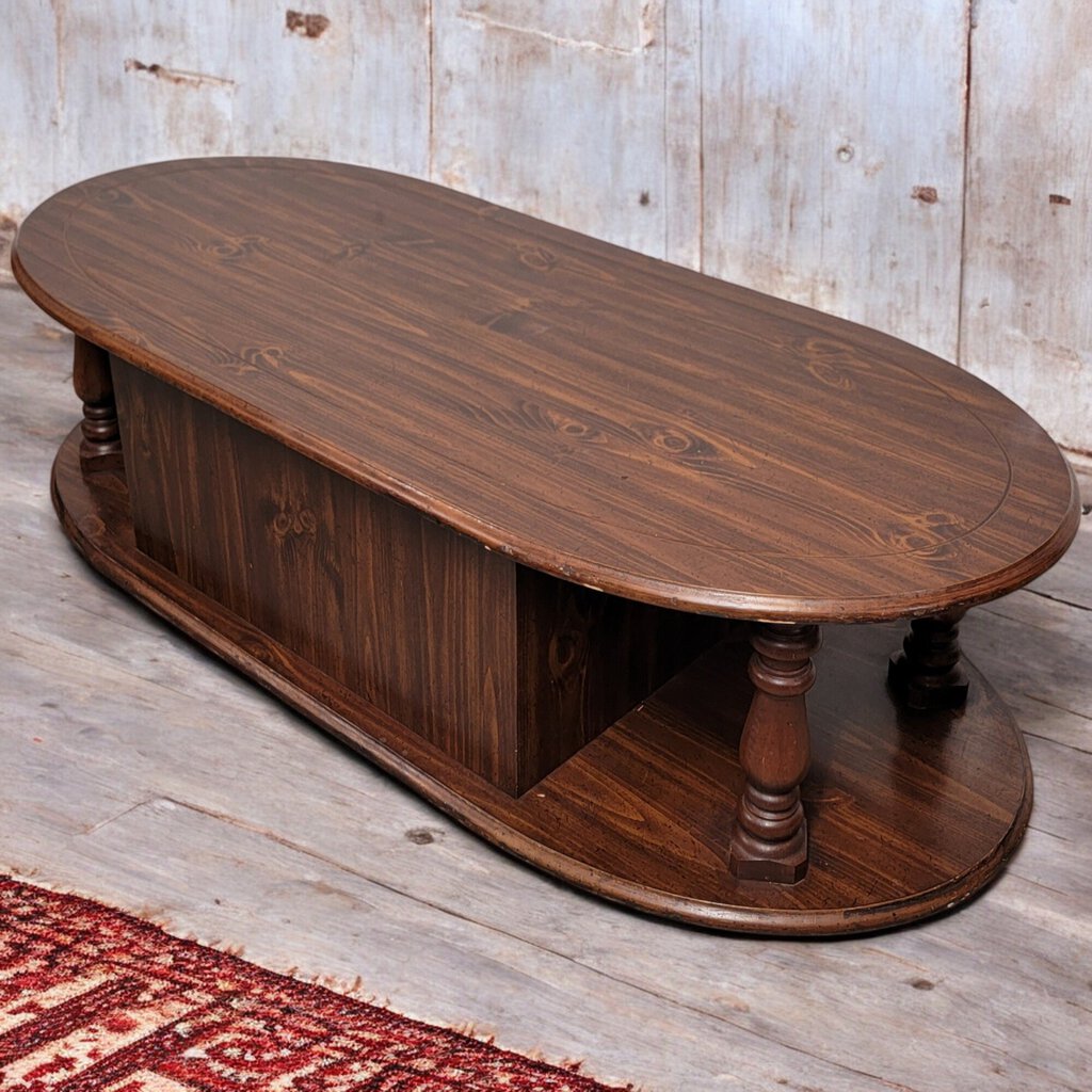 6256 Oval 2 Tier Colonial Pine #Coffee Table