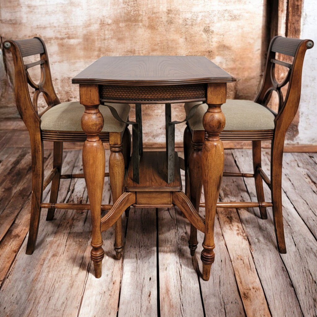 6259 Tuscan Oak Old World Pub Style #Dining Set with WIne Storage