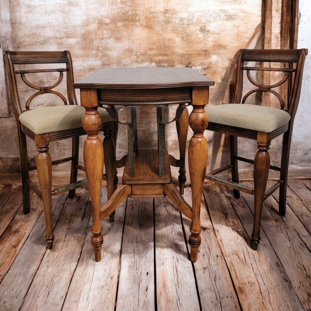 6259 Tuscan Oak Old World Pub Style #Dining Set with WIne Storage