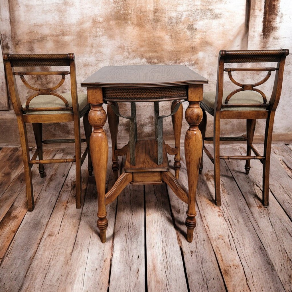 6259 Tuscan Oak Old World Pub Style #Dining Set with WIne Storage