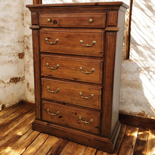 6330 Traditional Mexican Pine 5 Drawer Chest