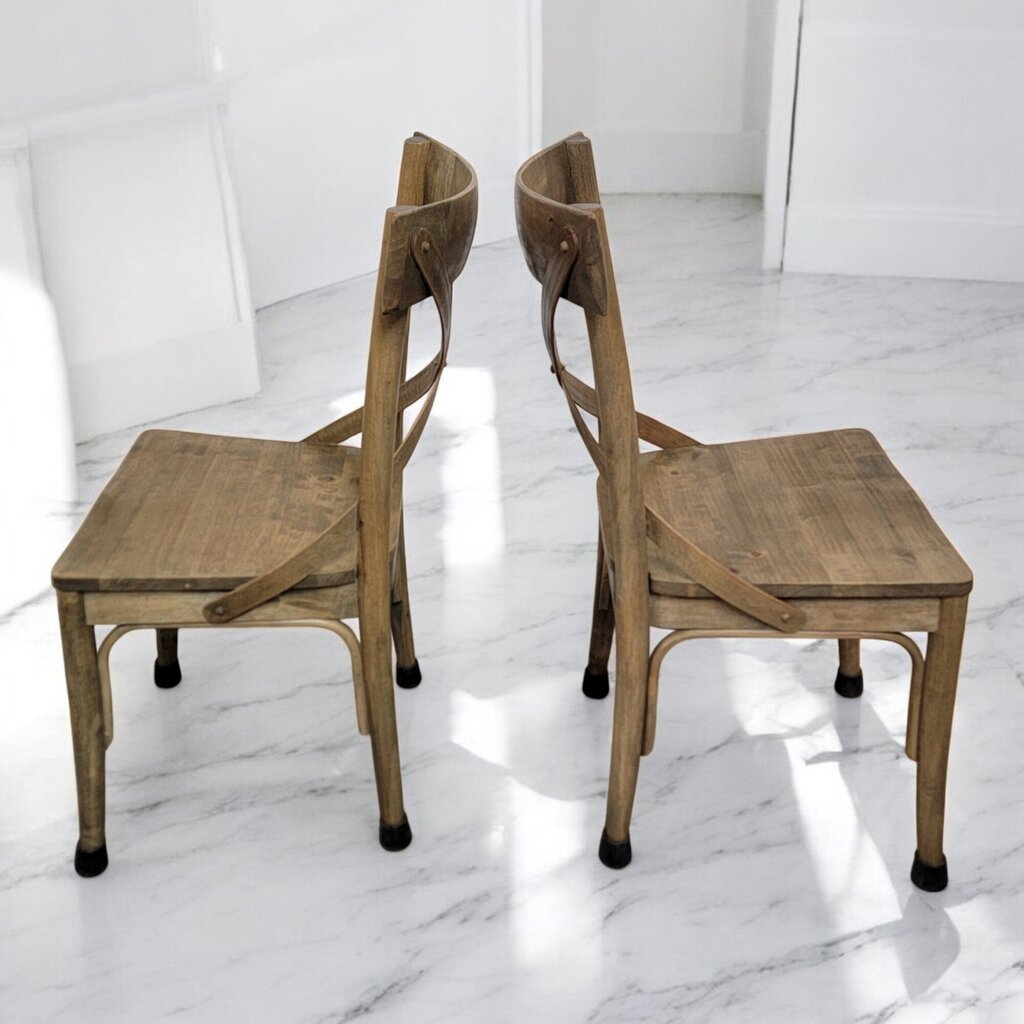 6467-6468 World Market Bistro Distressed Wood Farmhouse Dining Chair