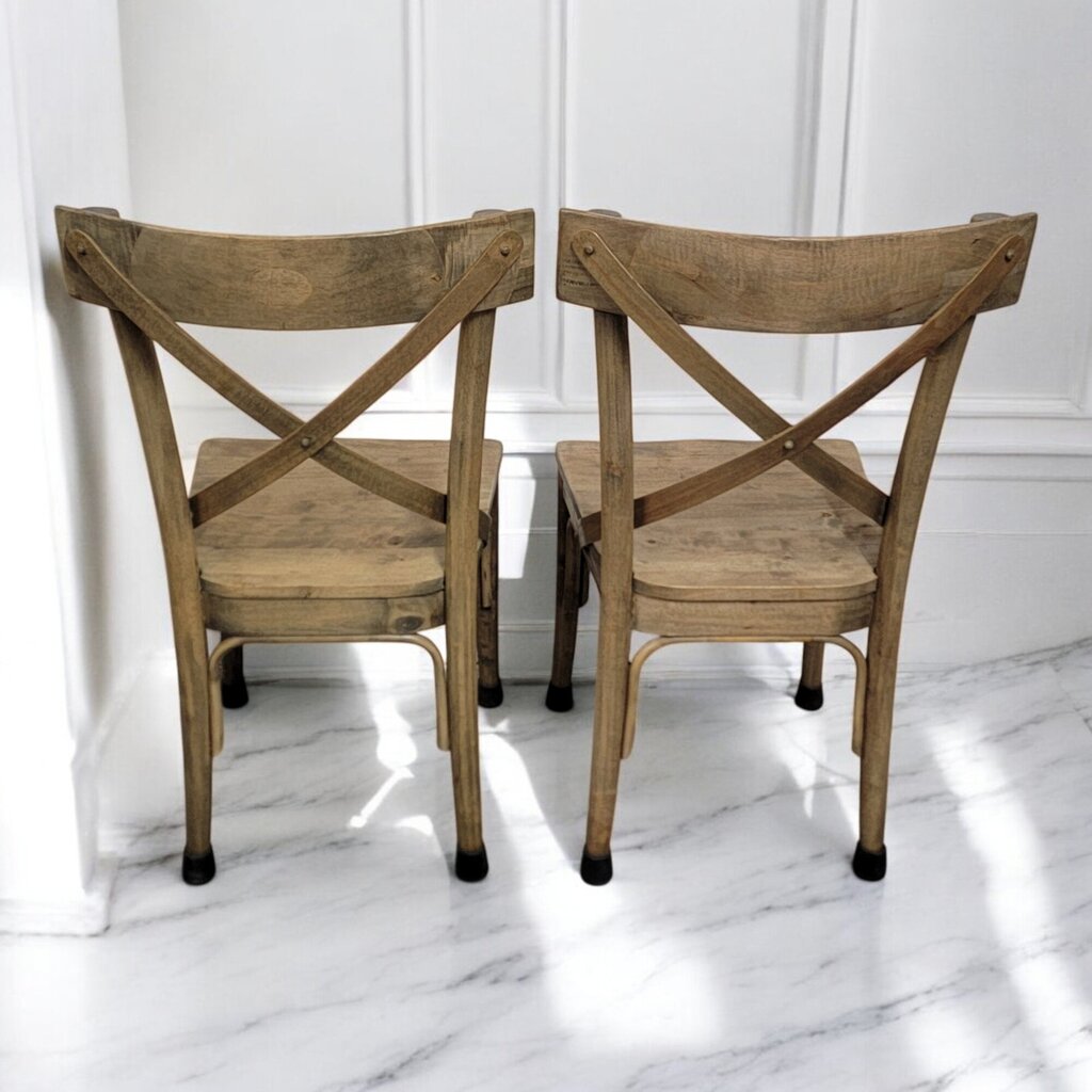 6467-6468 World Market Bistro Distressed Wood Farmhouse Dining Chair