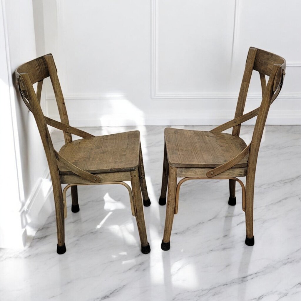 6467-6468 World Market Bistro Distressed Wood Farmhouse Dining Chair