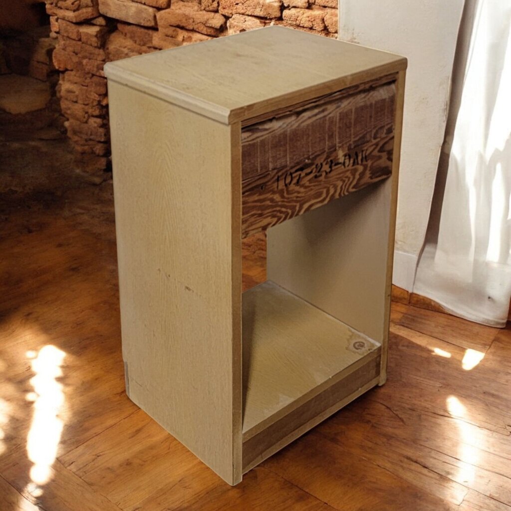 6562 Vintage Blond Oak Side Table with Drawer