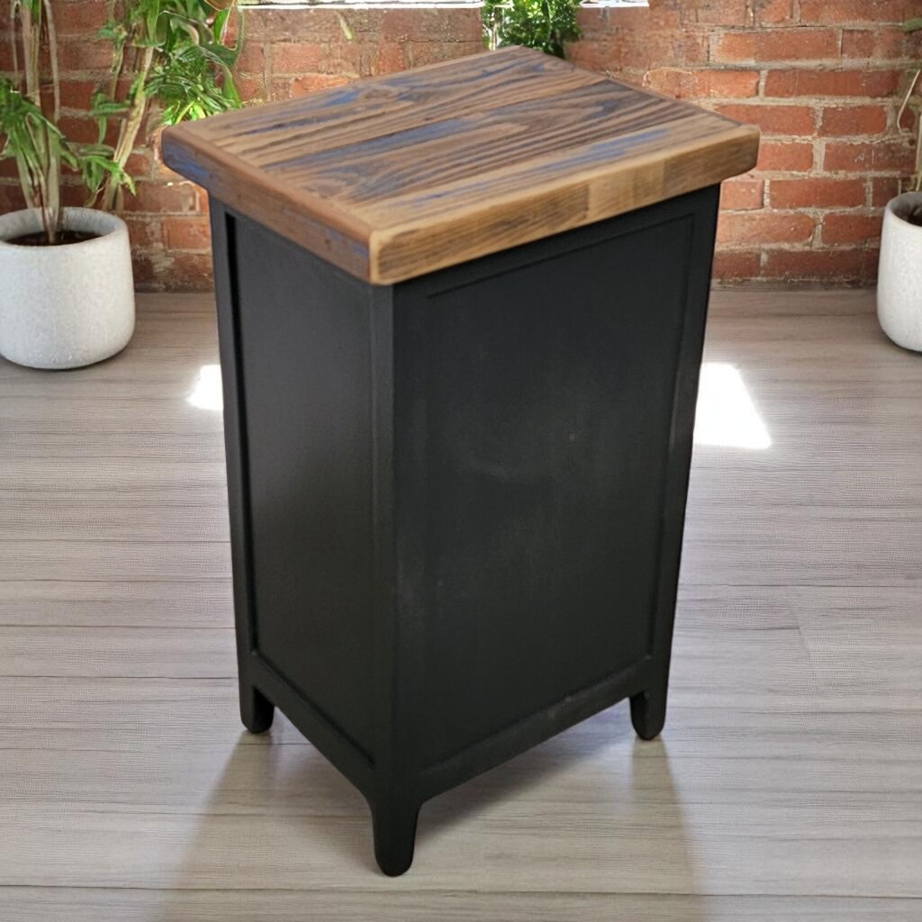 6621 Rustic Wood and Black Side #Table with Drawer