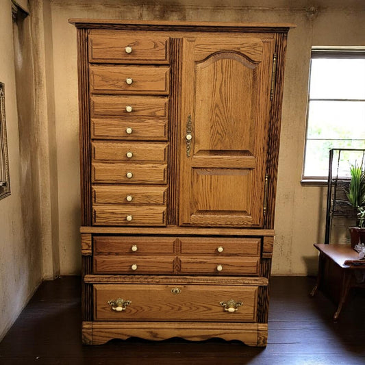 6643 Oak and Brass Fluted #Armoire