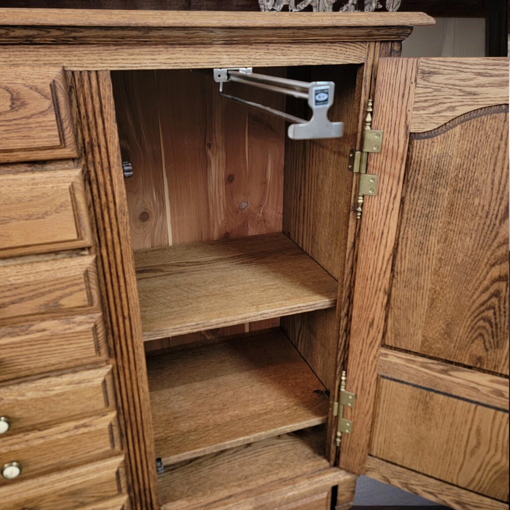 6643 Oak and Brass Fluted #Armoire