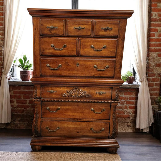 6644 Old World High boy 6 Drawer #Chest