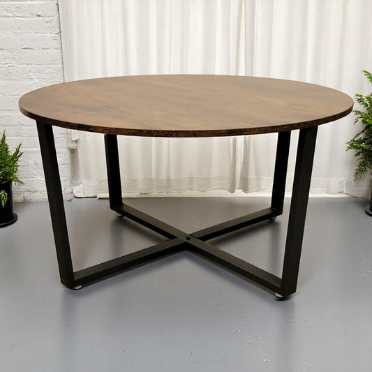 6655 Round Industrial Metal and Wood Coffee #Table