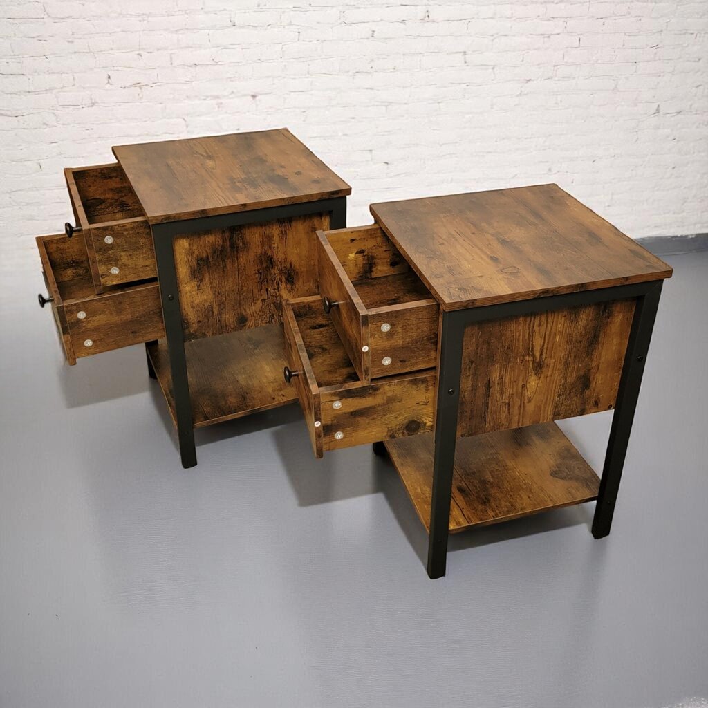 6658-6659 Heavy Industrial 2 Drawer #Nightstand