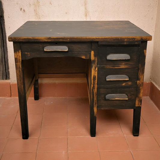 6667 Vintage Oak Shabby Black School #Desk