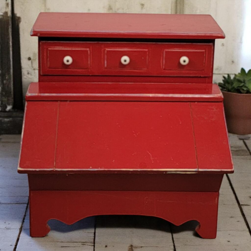 6668 Vintage Colonial Red Storage Side #Table