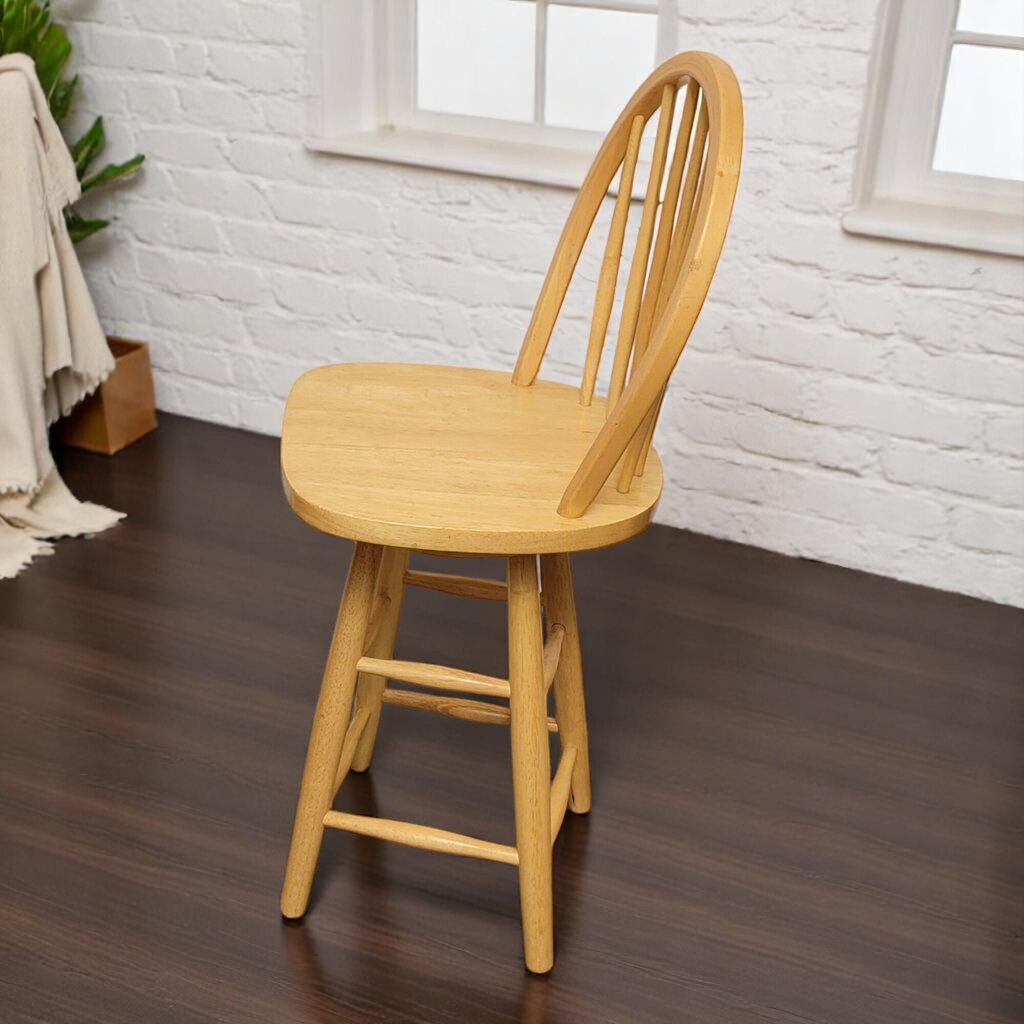 6706 Natural Wood Windsor Style Swivel Barstool ~ Furniture