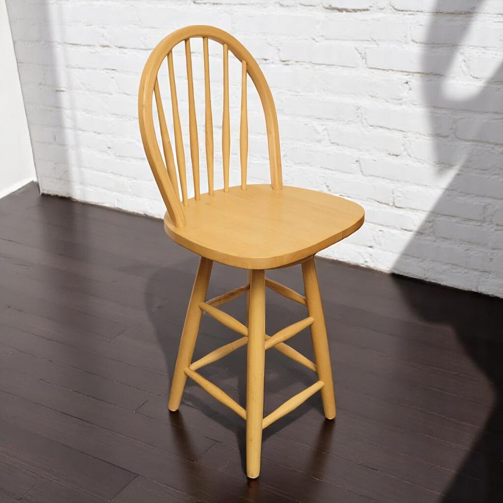 6706 Natural Wood Windsor Style Swivel Barstool Furniture