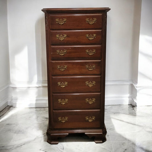 6733 Ethan Allen Dark Maple Colonial 7 Drawer Lingerie #Chest