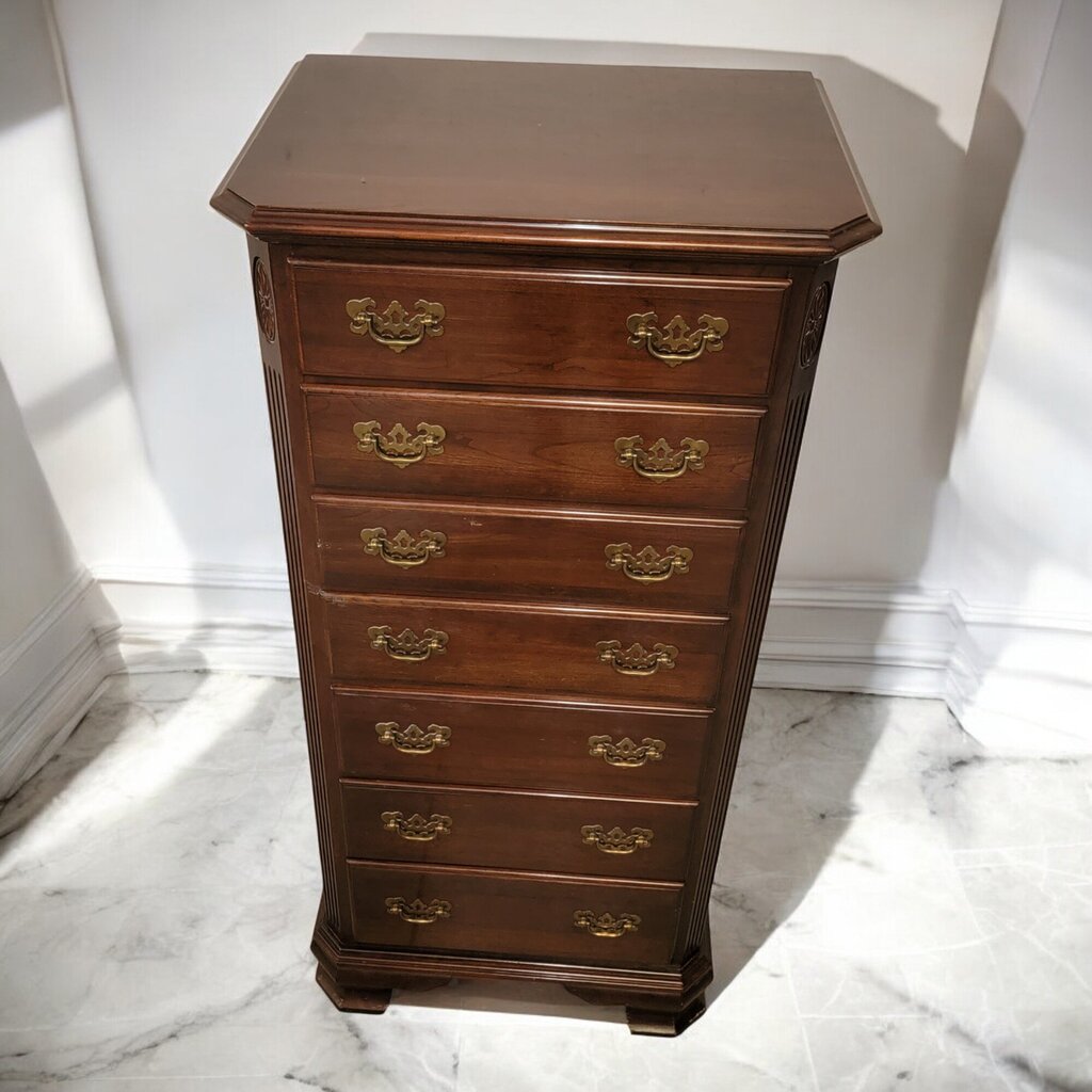 6733 Ethan Allen Dark Maple Colonial 7 Drawer Lingerie #Chest