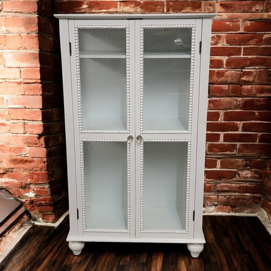 6735 Glam White and Glass Two Door Cabinet