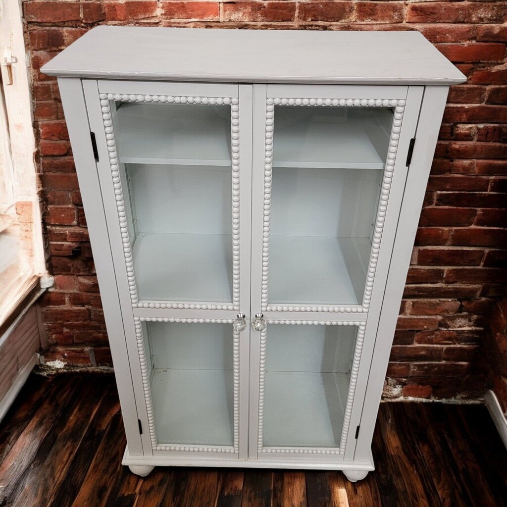 6735 Glam White and Glass Two Door Cabinet