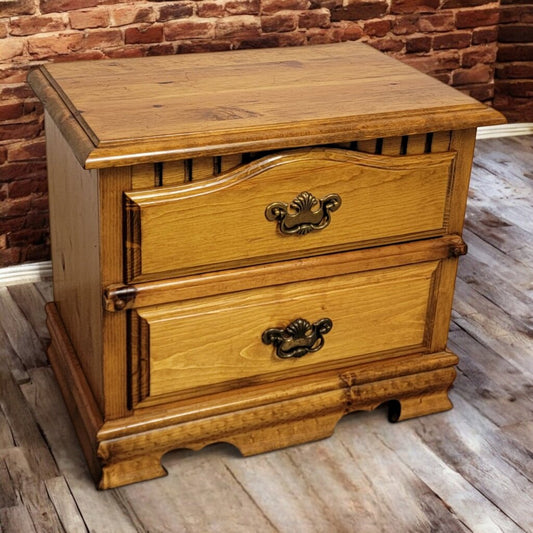 6740 Solid Pine 2 Drawer Nightstand