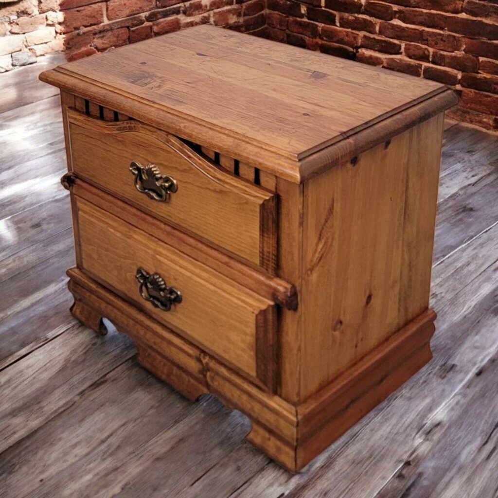 6740 Solid Pine 2 Drawer Nightstand
