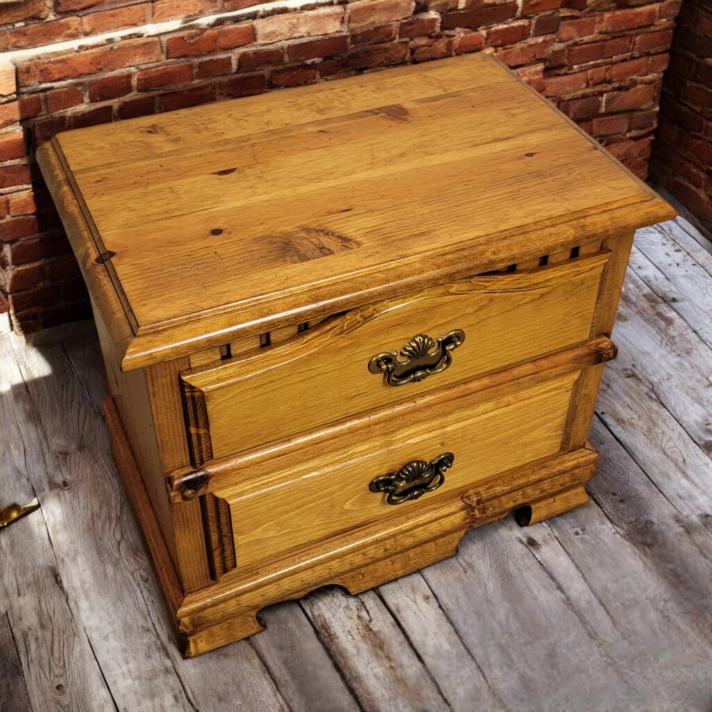 6740 Solid Pine 2 Drawer Nightstand